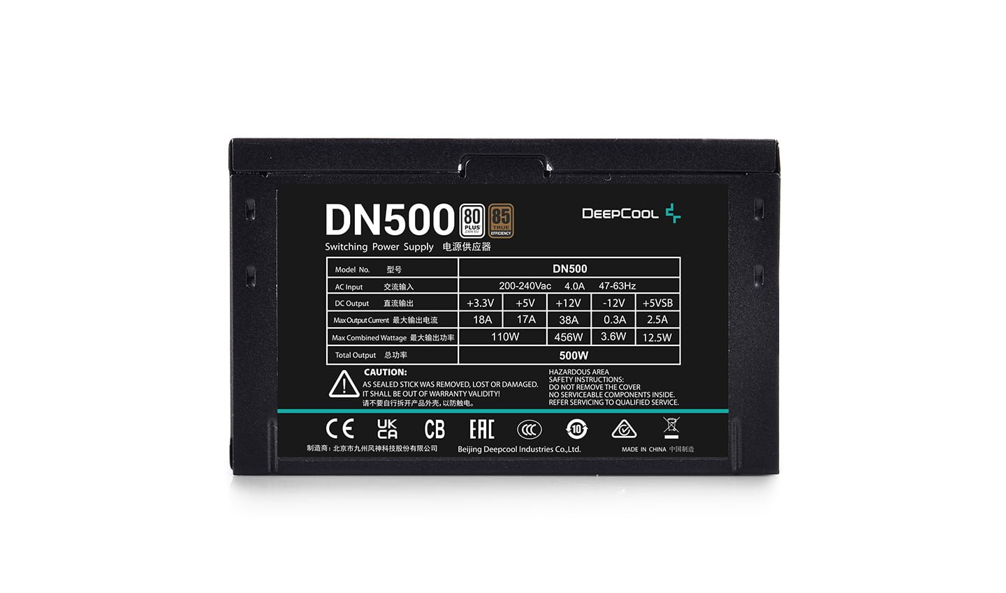 DeepCool DN500 certified 80 PLUS® 230V EU, up to 85% electrical efficiency 500W Power Supply - Image 6