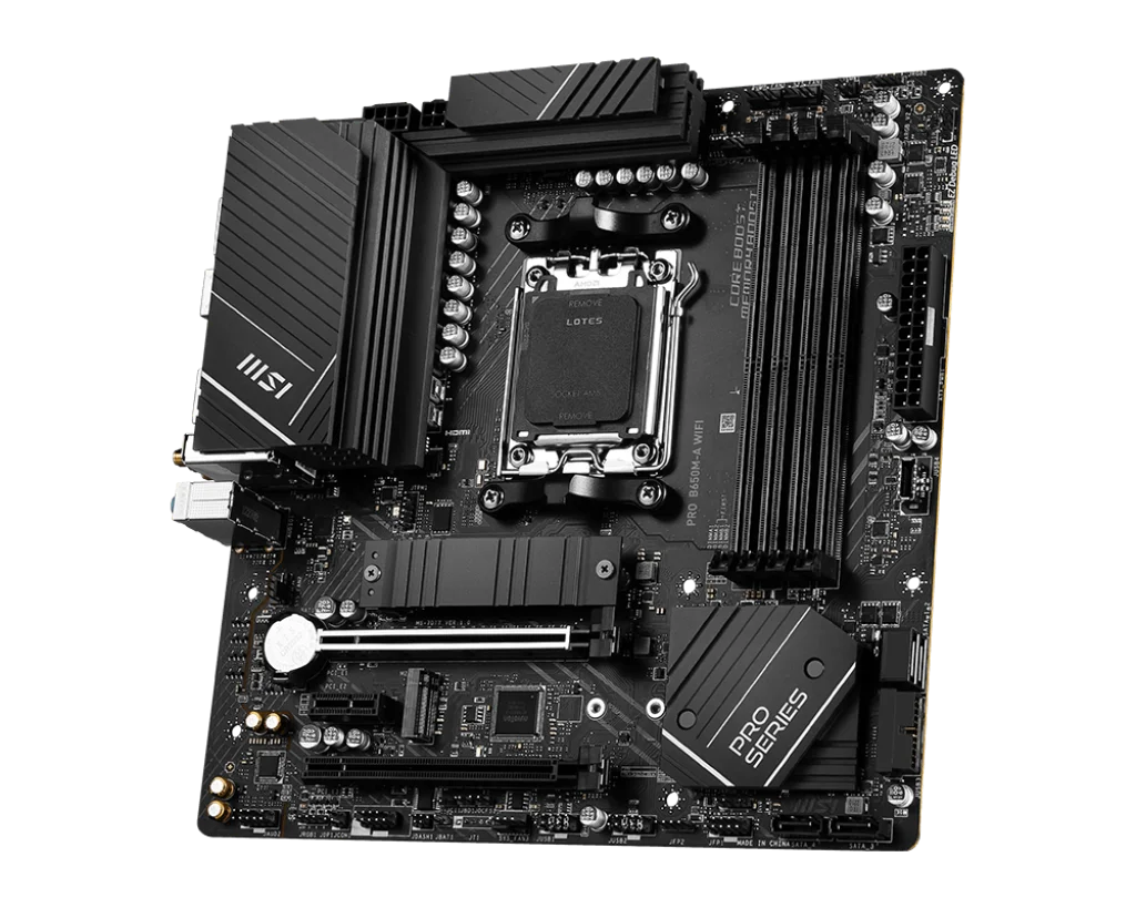 MSI PRO B650M-A WIFI AM5 , AMD B650 Chipset, 4 x 2-Channel DDR5 Slots, 128GB Max Memory, Wi-Fi 6E, 2x PCI-E x16, 2x M.2, 1x HDMI, 1x DP, USB 23.2/2.0 Micro-ATX Motherboard | 911-7D77-001 - Image 3