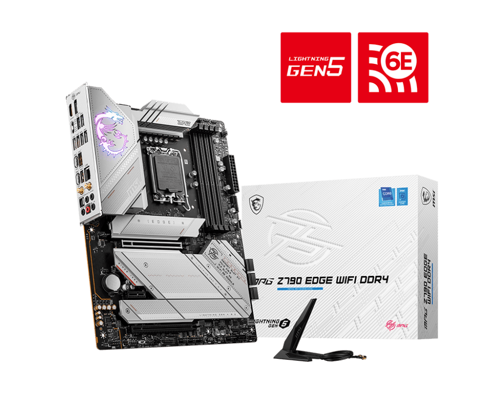 MSI MPG Z790 EDGE WIFI DDR4, Socket 1700, Intel® Z790 Chipset, 4x DDR4 Maximum Memory Capacity 128GB, 1x HDMI,1x DisplayPort, 2x PCI-E x16 slot, 5x M.2, 7x SATA 6G, ATX Motherboard | 911-7D91-002