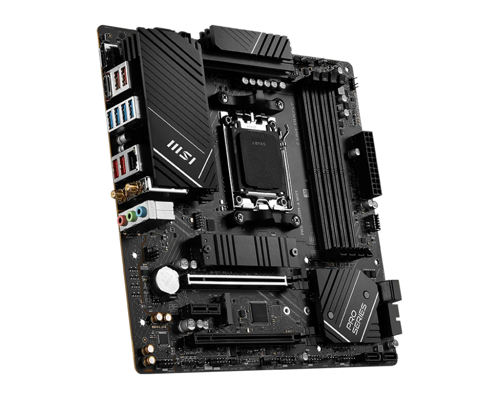 MSI PRO B650M-A WIFI AM5 , AMD B650 Chipset, 4 x 2-Channel DDR5 Slots, 128GB Max Memory, Wi-Fi 6E, 2x PCI-E x16, 2x M.2, 1x HDMI, 1x DP, USB 23.2/2.0 Micro-ATX Motherboard | 911-7D77-001 - Image 4