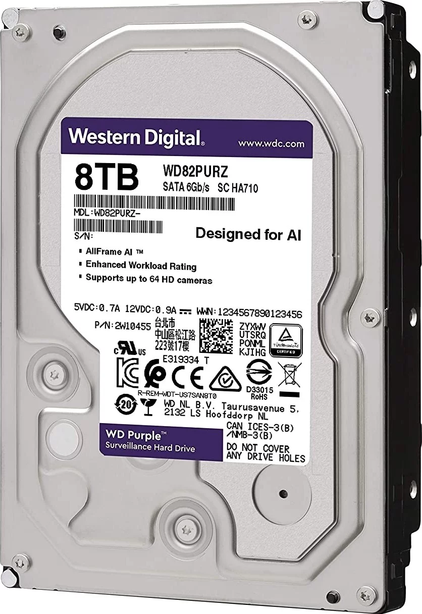 WD Purple 8TB Surveillance Internal Hard Drive HDD 7200 RPM Class, SATA 6 GB/S, 256 MB | WD82PURZ - Image 2