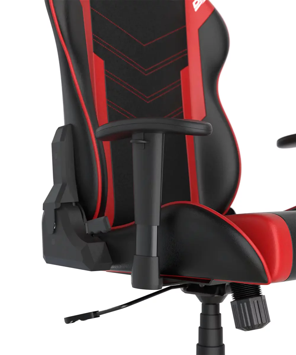 DXRacer P132 Prince Series Gaming Chair - Black/Red ,Winged Seat Cushion ,''Two Eyes'' Design ,2D Armrest ,Faux leather,Ergonomic Support | GC-P132-NR-F2-158 - Image 2