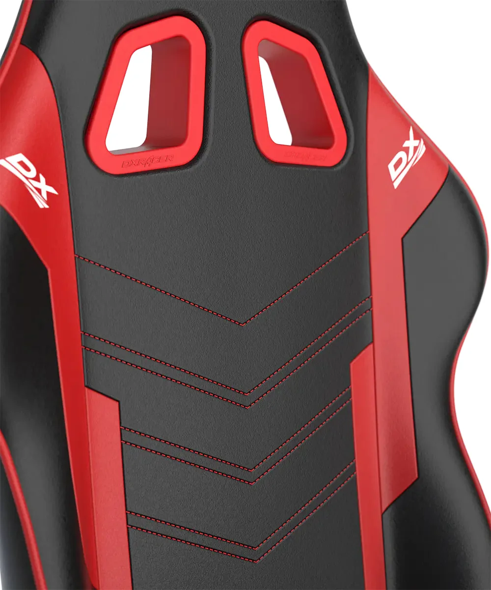DXRacer P132 Prince Series Gaming Chair - Black/Red ,Winged Seat Cushion ,''Two Eyes'' Design ,2D Armrest ,Faux leather,Ergonomic Support | GC-P132-NR-F2-158 - Image 3