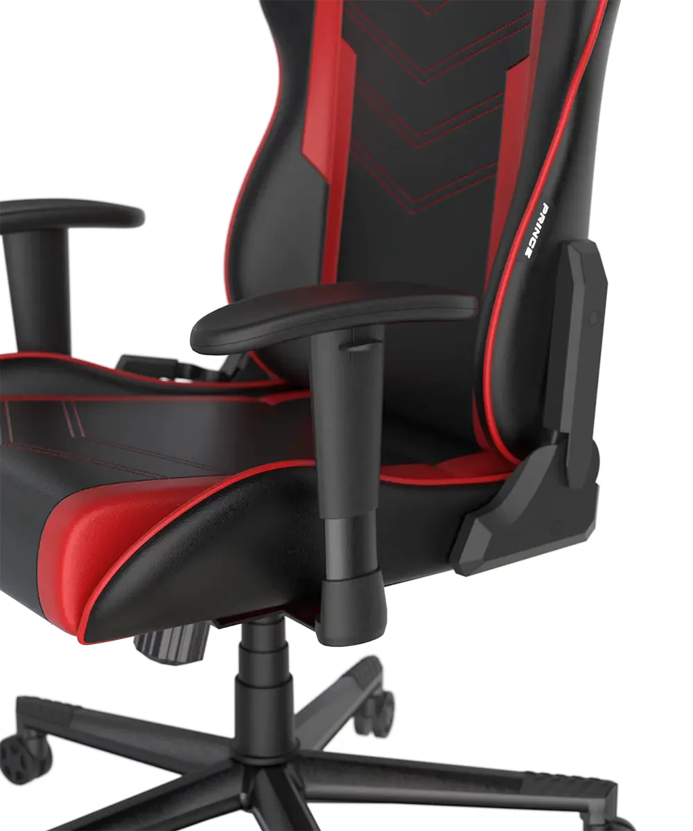DXRacer P132 Prince Series Gaming Chair - Black/Red ,Winged Seat Cushion ,''Two Eyes'' Design ,2D Armrest ,Faux leather,Ergonomic Support | GC-P132-NR-F2-158 - Image 4