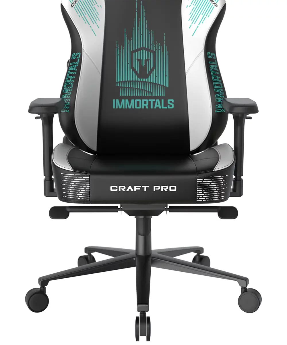 DXRacer Craft Pro Immortals - Black/White, 2D Integrated  Lumbar Support, 4D Armrests, Adjustable Recline with Cooling Gel Foam Pillow, Standard | CRA-PR041-NW-H1 - Image 7