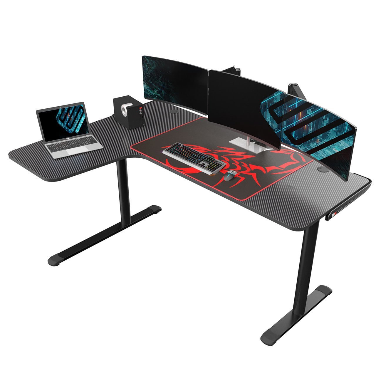 Eureka 60'' L shaped Computer Desk with Mouse Pad and Cable Management