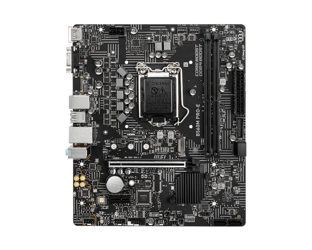 MSI B560M PRO-E, Socket 1200, INTEL B560, 2x DDR4 memory slots, support up to 64GB, 1x HDMI, 1x VGA port, 1x PCI-E x16 slot, 1x M.2, 4x SATA 6G, M-ATX Motherboard | 911-7D22-030 - Image 2