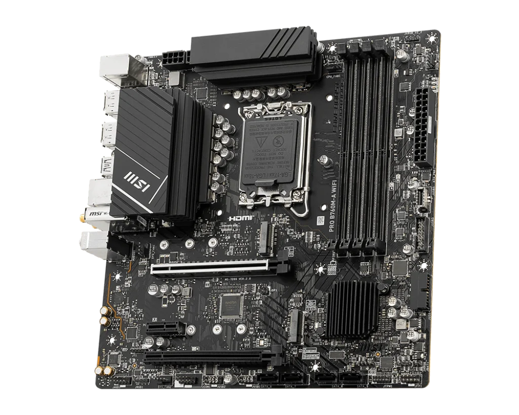 MSI PRO B760M-A WIFI, Socket 1700, INTEL B760, 4x DDR5, Maximum Memory Capacity 192GB, 2x HDMI, 2x DisplayPort, 2x PCI-E x16 slot, 2x M.2, 4x SATA 6G, mATX Motherboard | 911-7D99-007 - Image 3