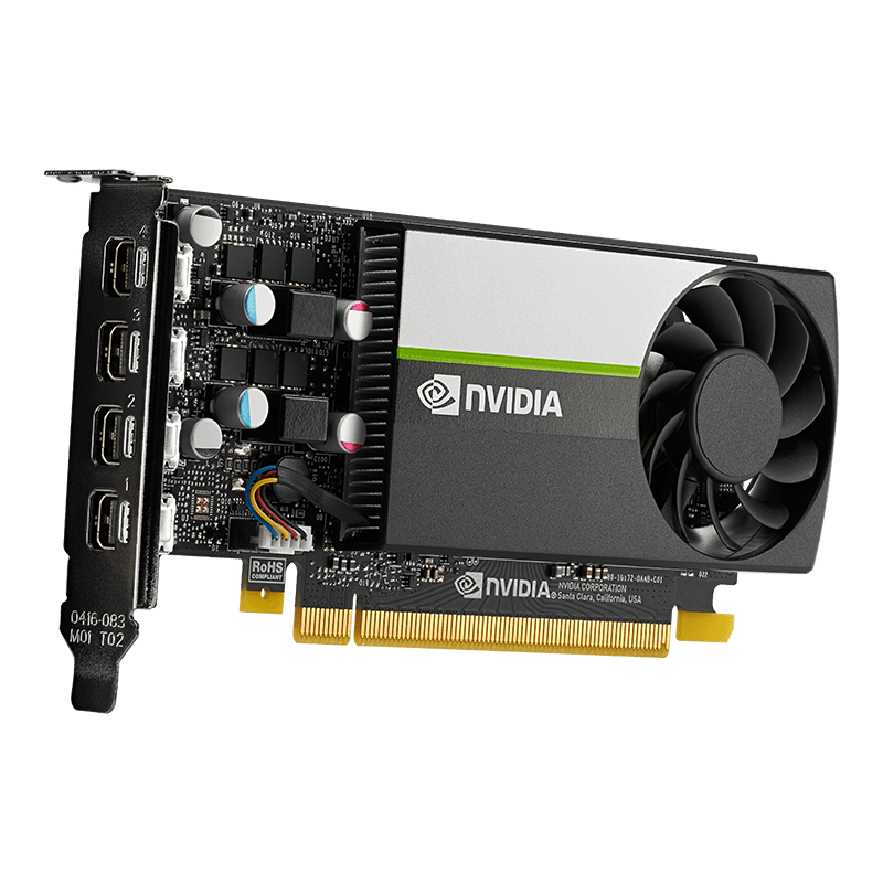 PNY NVIDIA T1000 4GB GDDR6 CUDA Cores	896, PCI Express 3.0 x16, 4x mDP | VCNT1000-PB - Image 2