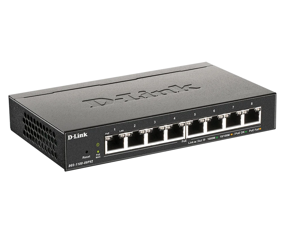 D-Link 8 Port Gigabit PoE Smart Managed Switch, 64W PoE Power Budget, Supports IEEE 802.3at PoE, Compact Design, 8 x 10/100/1000 Base Ports | DGS-1100-08PV2 - Image 3