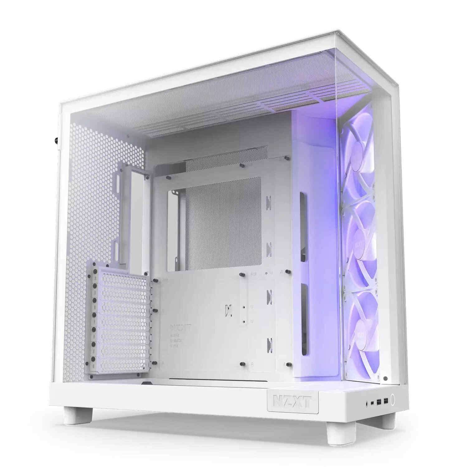 NZXT H6 Flow RGB Compact Dual-Chamber Airflow Mid-Tower ATX Case, Panoramic Glass Panels, Up to 360 mm Radiator & 3x 120mm RGB Fans White| CC-H61FW-R1 - Image 3