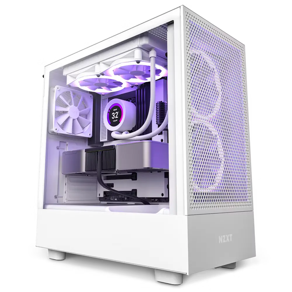 NZXT H5 Flow Compact Mid Tower Air Flow PC Case, Up to 240mm Radiator Support, Tempered Glass | CC-H51FW-01