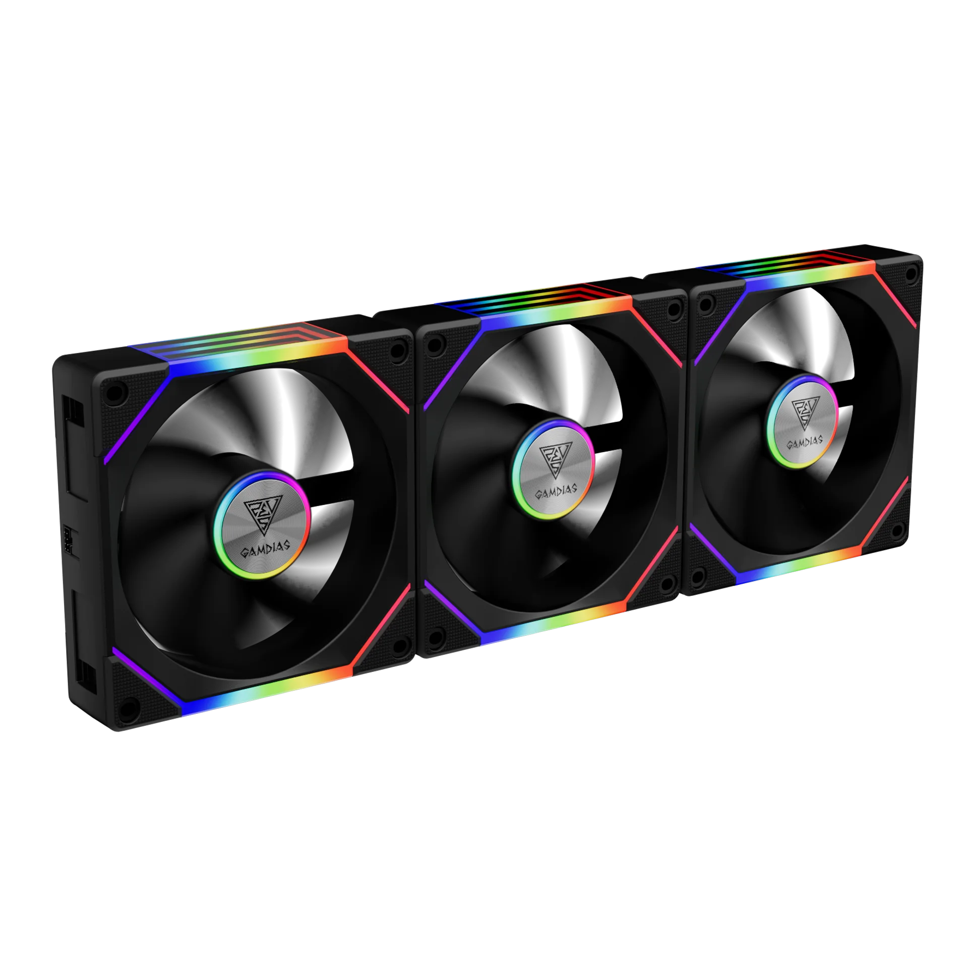 GAMDIAS AEOLUS P2-1203 Cooling Fan pack of 3. ARGB PWM Fans. Daisy Chain Via Cableless Connection. Dual Infinity Mirror Lighting on Both Sides