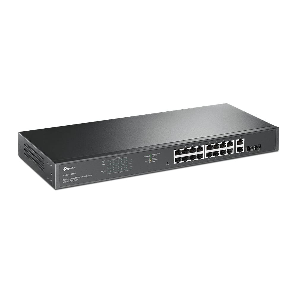 TP-LINK 18-Port Gigabit Easy Smart Switch 16 PoE+ Gigabit RJ45 ports, 2 Gigabit non-PoE RJ45 ports and 2 Combo Gigabit SFP slots. | TL-SG1218MPE - Image 3